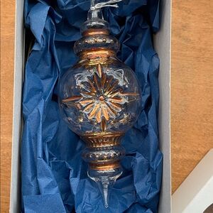 Hand-Blown Glass Ornament 20K Painted Starburst Made Thuringia Germany New Old